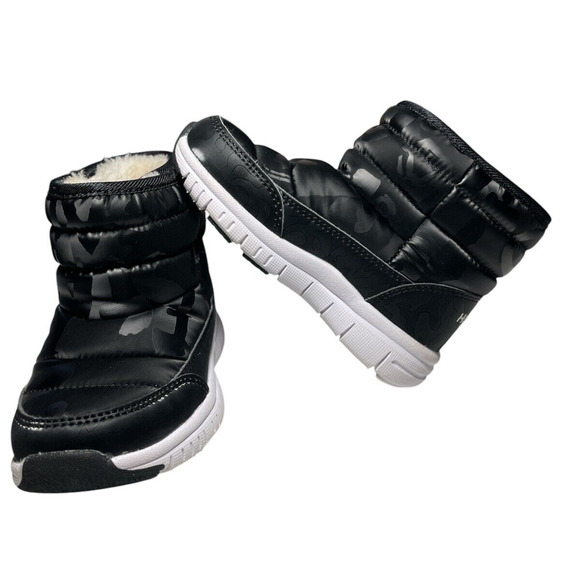 Hobibear Boys Girls Snow Boots Size EU 27 US 10 Black Faux Fur Lining Hook Loop - Picture 3 of 11